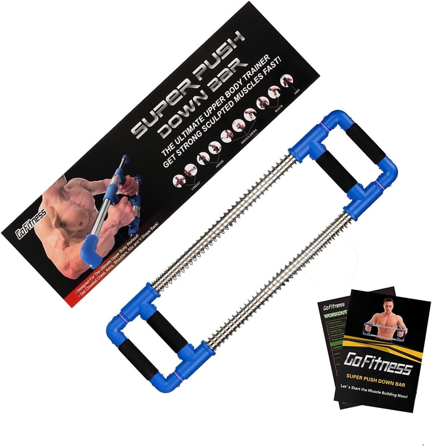 Push Down Bar Machine - Ultimate Chest Expander & Arm Exerciser for Home, Travel & Outdoors - Portable Spring Resistance Gym Kit