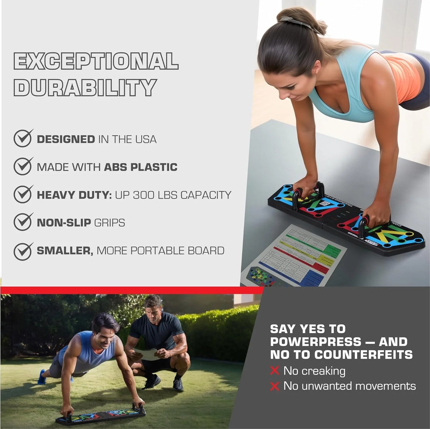 Power Push - 17 Function Push-Up board - For at home workouts Easy to Use