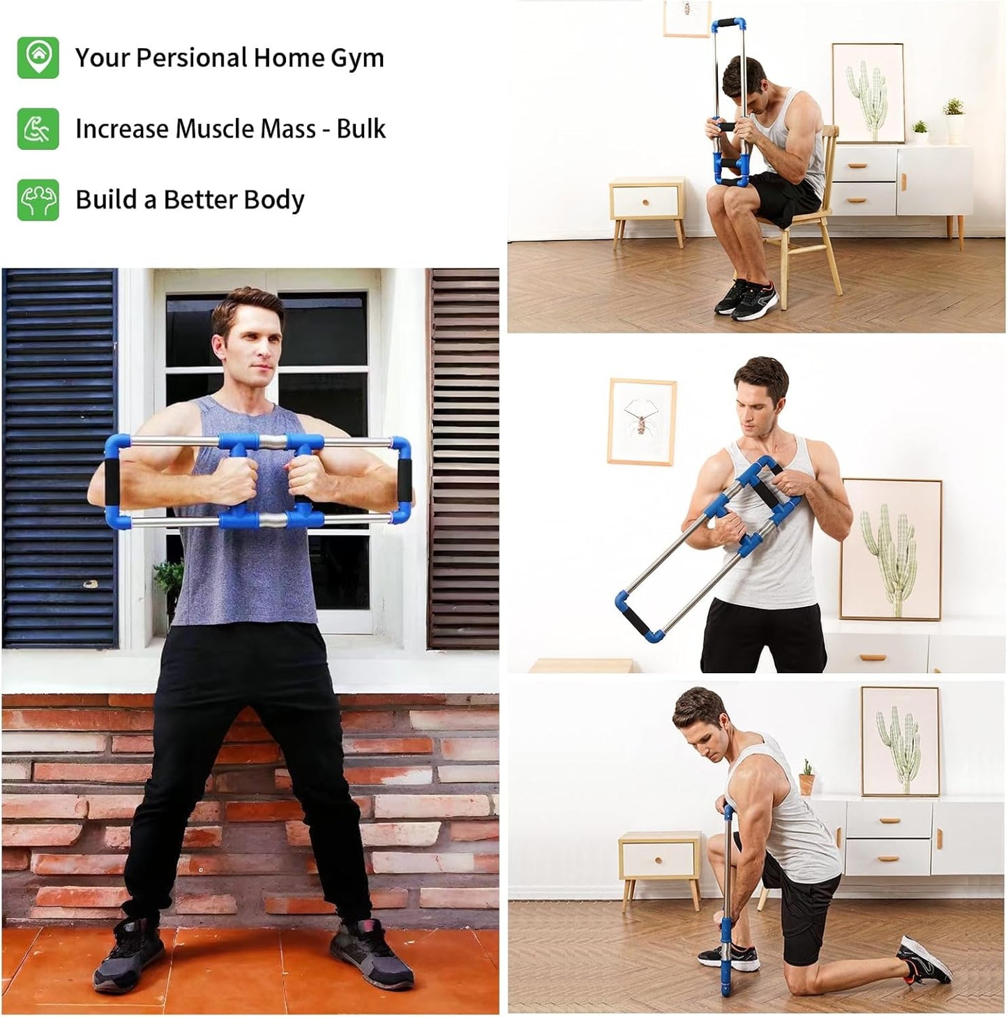Push Down Bar Machine - Ultimate Chest Expander & Arm Exerciser for Home, Travel & Outdoors - Portable Spring Resistance Gym Kit