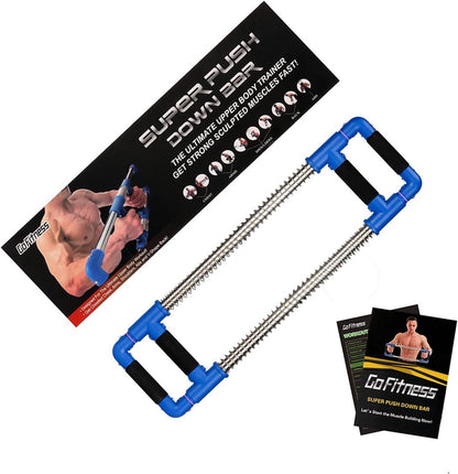 Push Down Bar Machine - Ultimate Chest Expander & Arm Exerciser for Home, Travel & Outdoors - Portable Spring Resistance Gym Kit