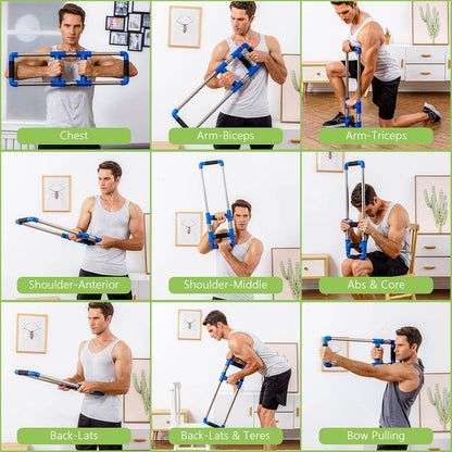 Push Down Bar Machine - Ultimate Chest Expander & Arm Exerciser for Home, Travel & Outdoors - Portable Spring Resistance Gym Kit